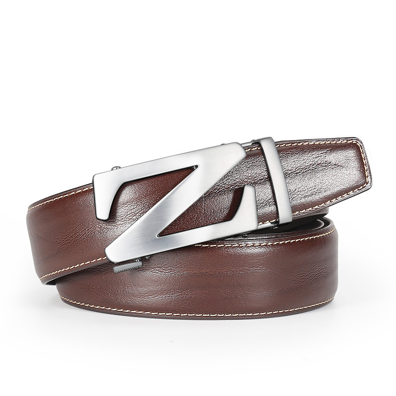 New Hot Selling Men's Belt Top Layer Cowhide Z Letter Alloy Automatic Buckle Business Fashion Casual Fashion Belt_voghion.com