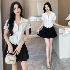 New Short Sleeve Summer Shirt Skirt Set Zipper Slimming Foot Massage Beauty Salon Workwear