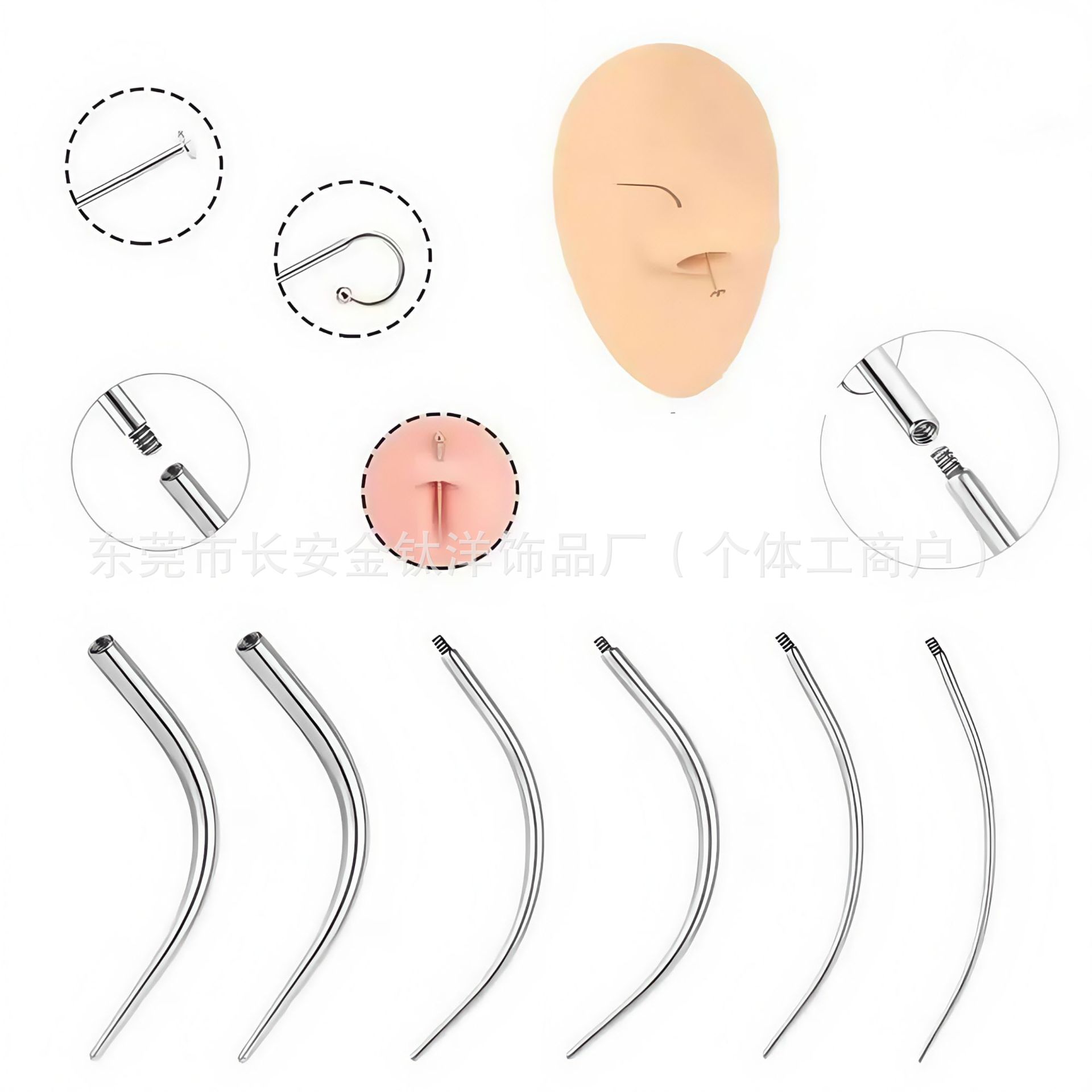 Stainless Steel Curved Piercing Guide Pin Needle for Nose Ear Cartilage Body Piercing Tool detail image 7