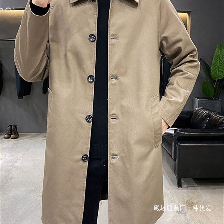 Mid-Length Trench Coat for Men, New Spring and Autumn Style, Casual Jacket with Lapels, Korean Style, Loose Fit, Business Casual, Stylish, Lightweight, Plus Size Mid-Length Trench Coat for Men, New Spring and Autumn Style, Casual Jacket with Lapels, Korean Style, Loose Fit, Business Casual, Stylish, Lightweight, Plus Size