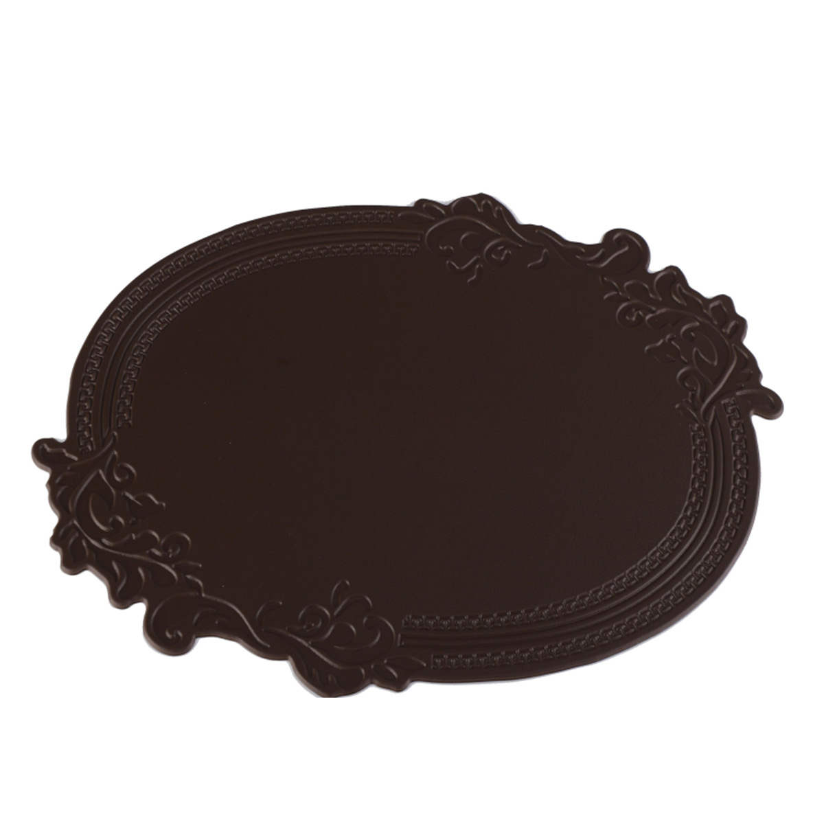 Oval en relieve de cuero placemat vintage corte en relieve PVC placemat antideslizante aislamiento occidental mantel estera impermeable estera