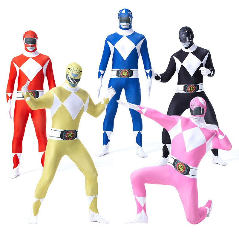 Halloween Costume Dinosaur Team Adult Child Zentai All-inclusive Bodysuit Power Ranger Costume