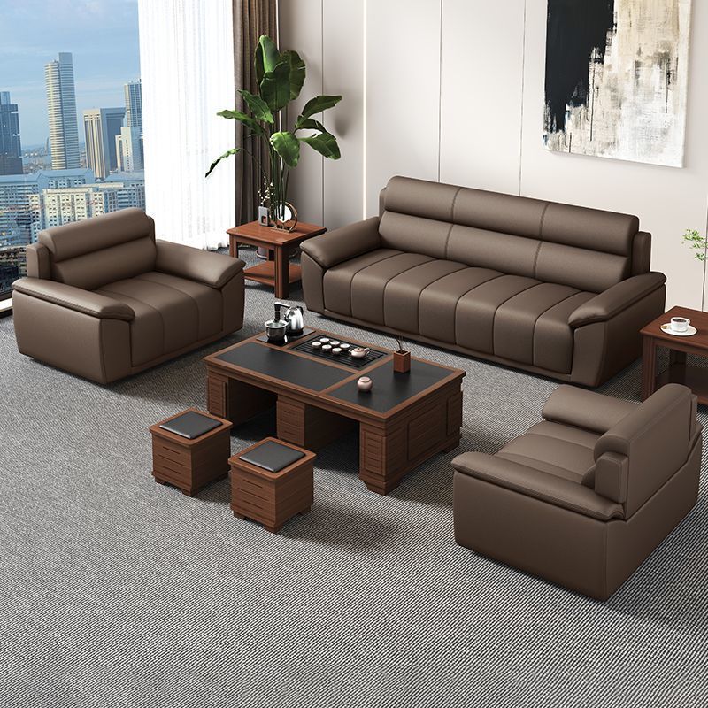 豪华办公沙发茶几组合接待会客大厅商务简约休息贵宾室三人位