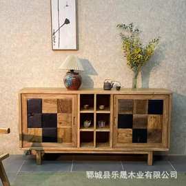 榆木餐边柜厂家直销民宿储柜新中式边柜玄关柜子酒店装饰柜