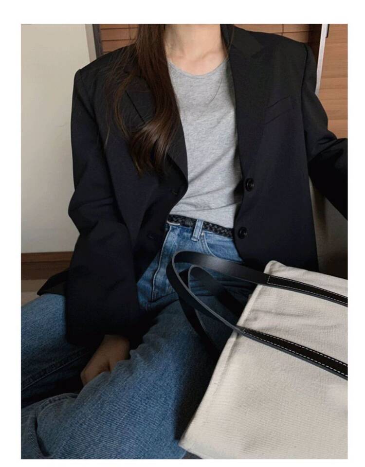 Áo blazer nữ kiểu ngắn dáng vest thanh lịch tay dài cổ vest một hàng hai nút — Màu mơ nhạt (bán trực tiếp tại nhà máy), Màu nâu (bán trực tiếp tại nhà máy), Màu xám đậm (bán trực tiếp tại nhà máy), Màu đen (bán trực tiếp tại nhà máy) chi tiết 8