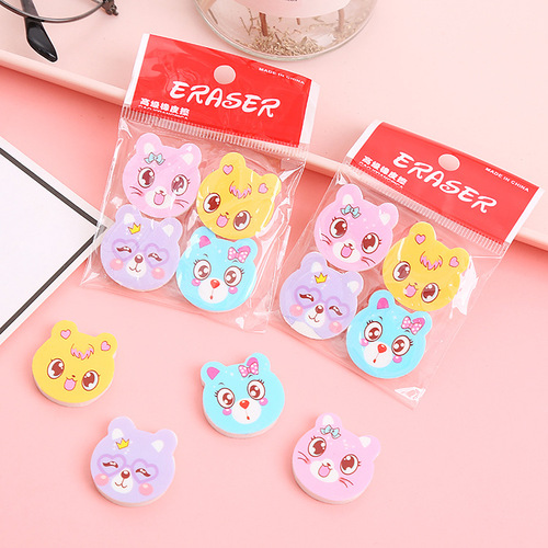 Eraser for students and children, holiday prize and gift, cute small cat eraser, cartoon-style stationery, cat-shaped eraser, wholesale