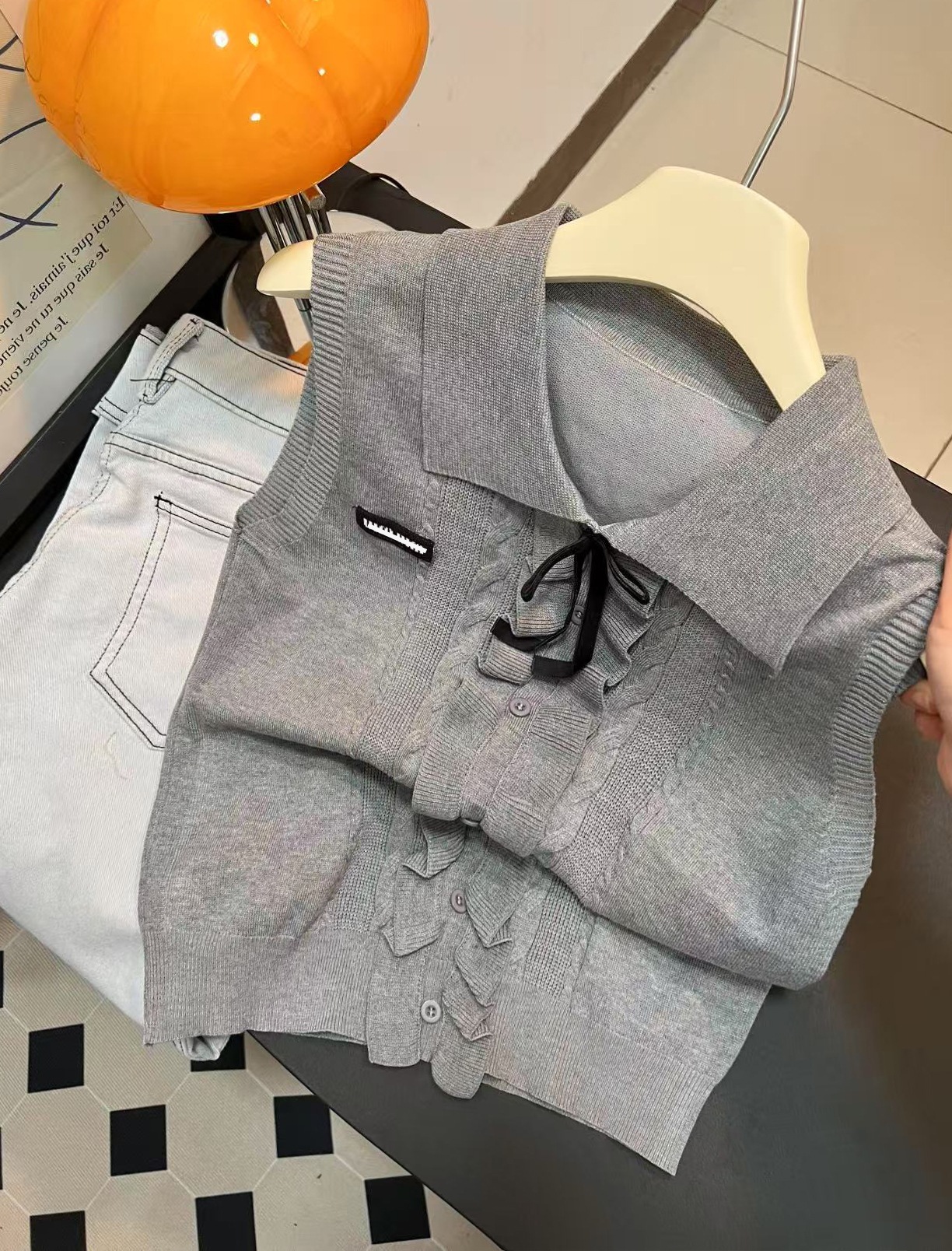 实在是太美腻了吧！韩系少女学院风高级灰夏季凉爽百搭无袖针织衫
