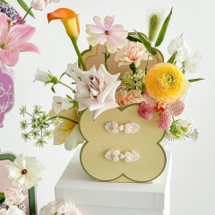 Floral Arrangement Box for Women's Day in Chinese Style, with Traditional Cheongsam Design, Carnations and Tulips, Gift Box for Flower Art Wholesale