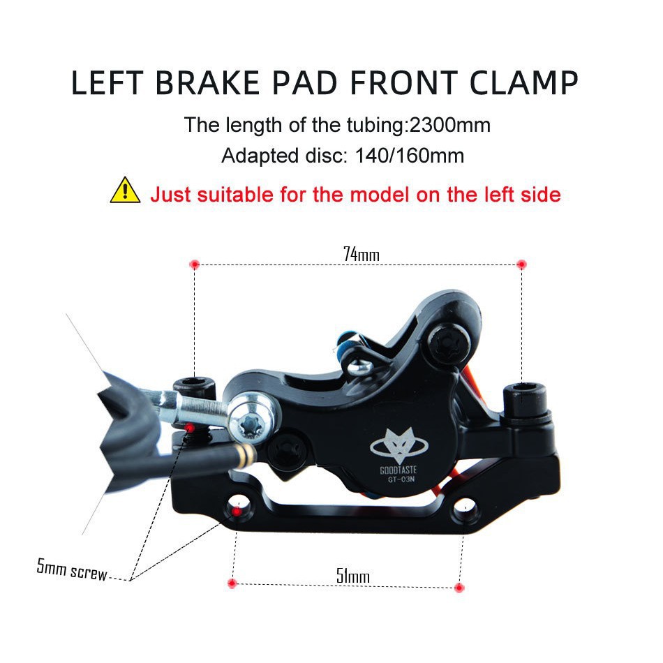 GT0307N [Instalación izquierda y derecha] scooter eléctrico freno hidráulico aceite simétrico freno de disco pinza pinza