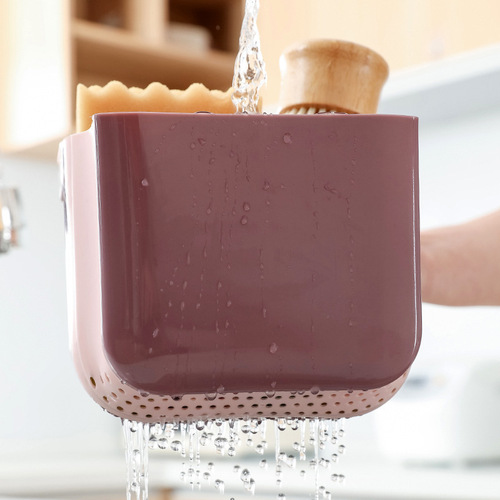 Household Kitchen Sink Suction Drain Basket Foldable Pool Hanging Kitchen Waste Bin Storage Basket Shelf