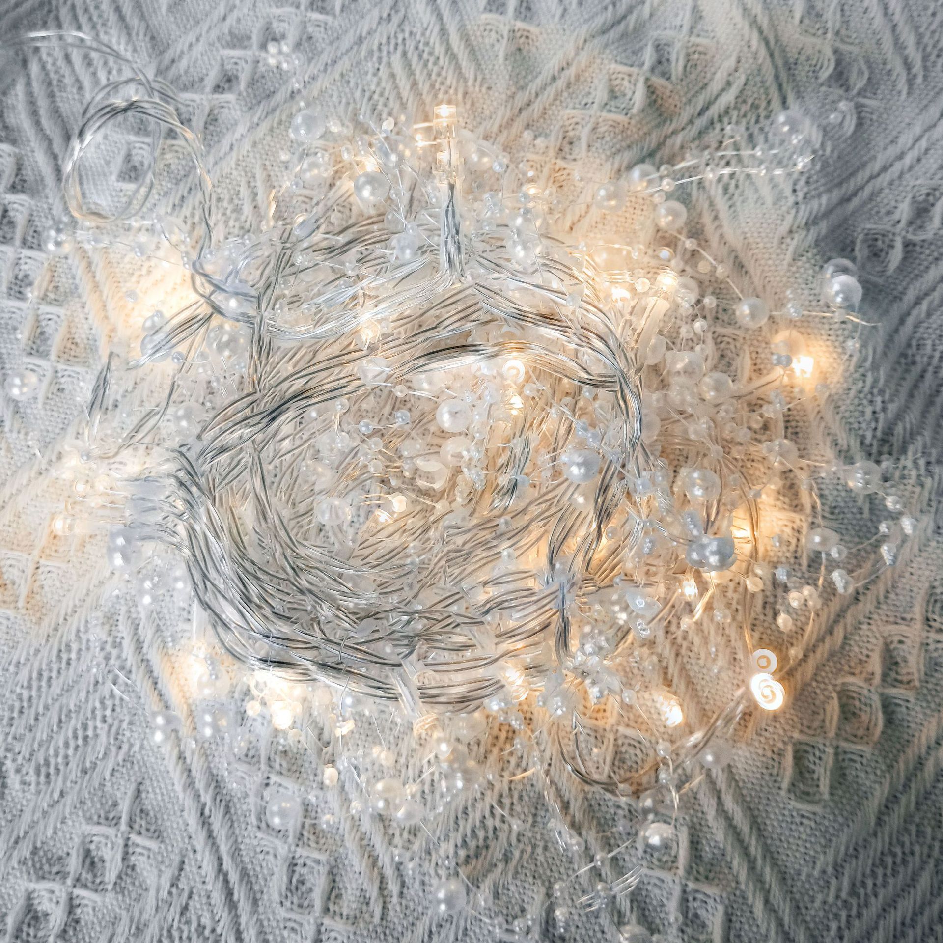Cadena de luz de cadena de perlas LED cadena luz Amazon caliente interior decorativo Luz de hadas LUZ DE Navidad luz decorativa
