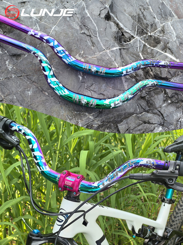 Bicicleta de montaña manija de bicicleta de color de caída de velocidad manija de color estándar 720 / 780MM manija horizontal 50 / 90 / 120mm elevación image 5