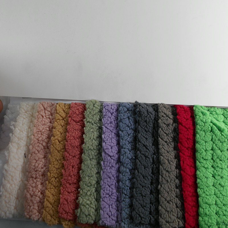 单面舒棉绒提花麦穗毛绒布全涤舒棉绒波浪菠萝格竖条泡泡家纺面料