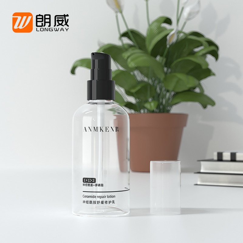 朗威75ml透明鸟嘴瓶 粉泵化妆品包材瓶乳液按压瓶塑料PET瓶乳液瓶