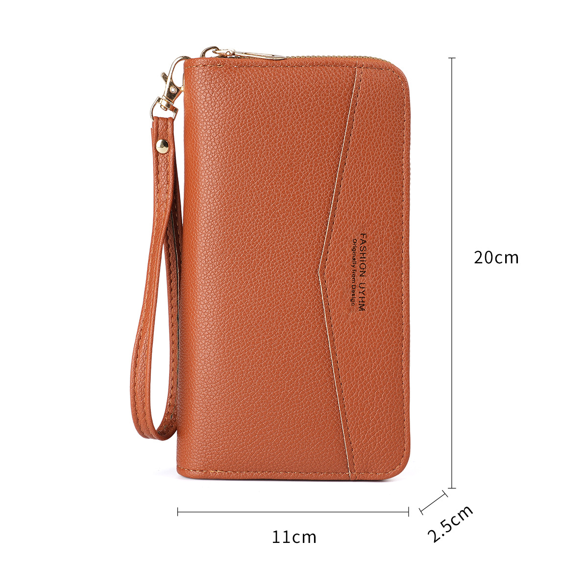 Nuevo bolso de mujer larga Europa y América retro una sola cremallera bolso de mano gran capacidad cambio bolso de teléfono móvil correa de muñeca práctica