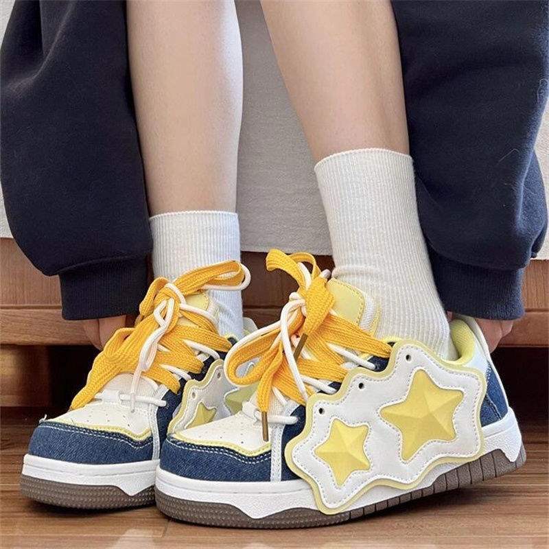 Zapatos de skate super suaves de estrellas para mujeres 2025 otoño nueva tendencia de moda versátil zapatos de pan esportivos casuales ligeros