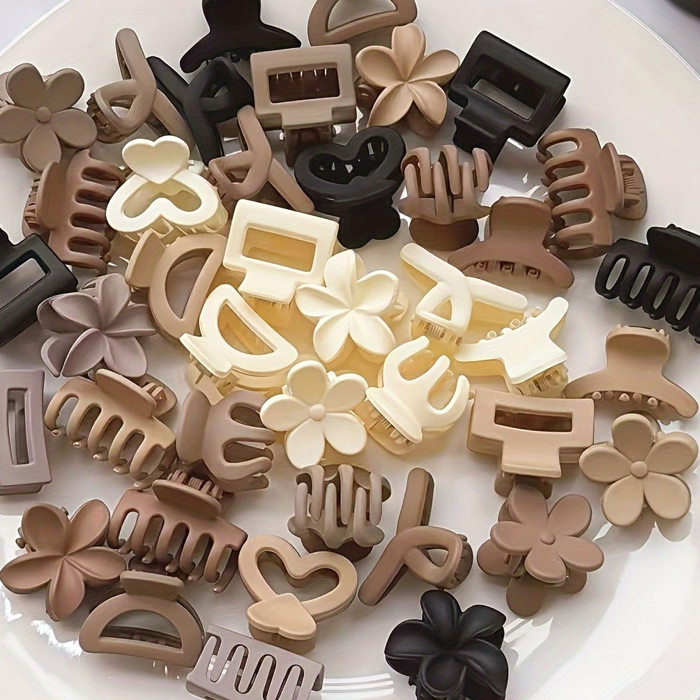 跨境爆款咖色系磨砂小抓夹儿童头发夹前额刘海夹碎发夹子头饰热卖