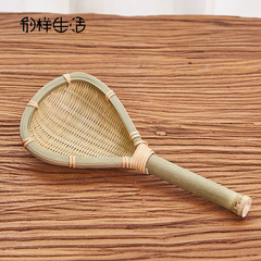 9WOR Large Strainer Powder Sieve Rice Mesh Bamboo Funnel Bamboo Woven Ladle Hot Pot Spicy Noodles Stew Spoon Noodle Scoop Filter Ladle