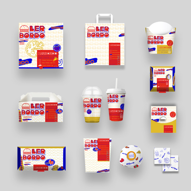 外卖餐盒套装定 制一次性食品炸鸡汉堡外卖打包盒快餐牛皮纸袋