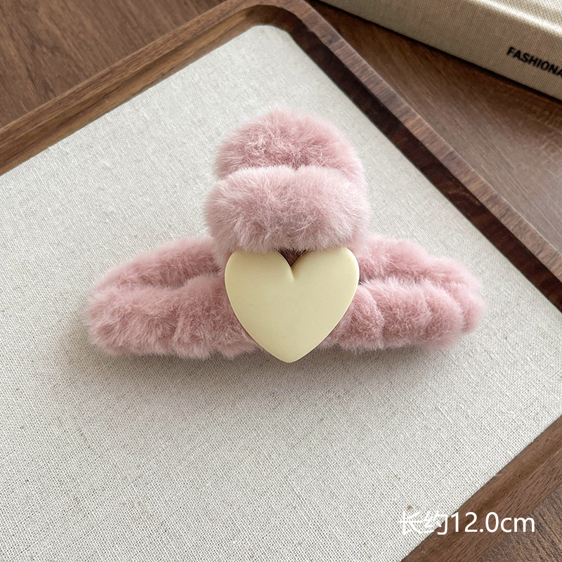 3#핑크 화이트 하트 - 밑면 클립 11cm