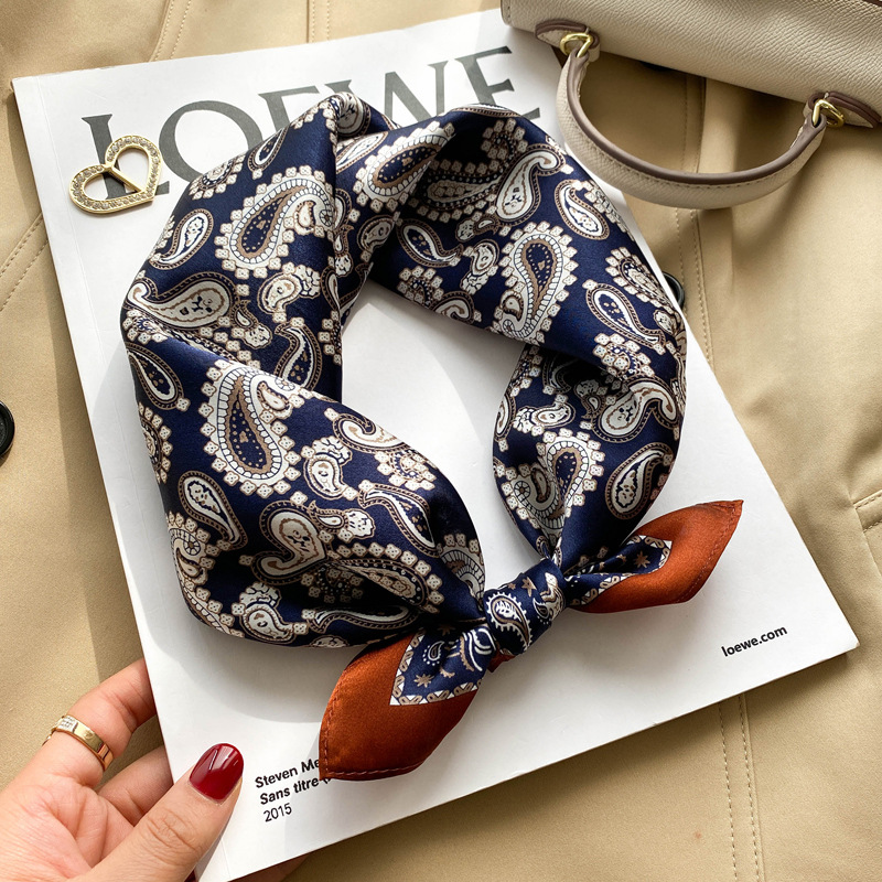 캐슈 플라워 - 네이비 오렌지 엣지