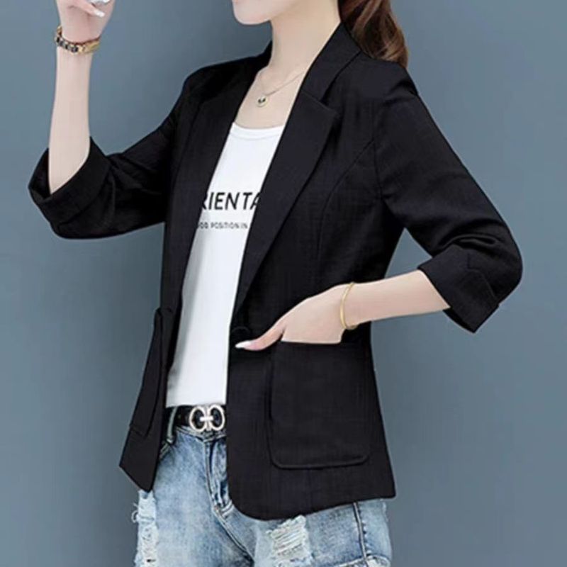休闲上衣小西装新款防晒外套女2025透气薄款短春秋西服小个子|undefined