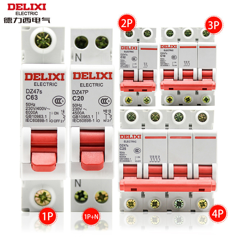 Delixi DZ47S 1P air switch 2P household 32a40a three-phase 3P industrial circuit breaker 4P air switch