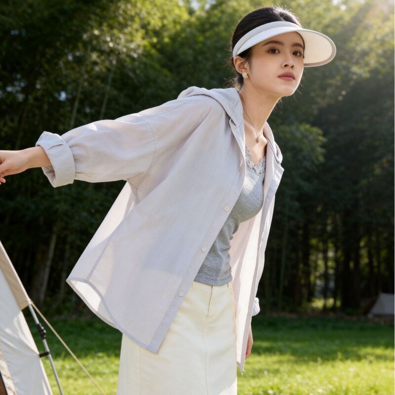 Outdoor Sun Protection Shirt for Women, Lightweight Summer Nylon Original Yarn Outdoor Sun Protection Cardigan with Hood, Wholesale Outdoor Sun Protection Shirt for Women, Lightweight Summer Nylon Original Yarn Outdoor Sun Protection Cardigan with Hood, Wholesale