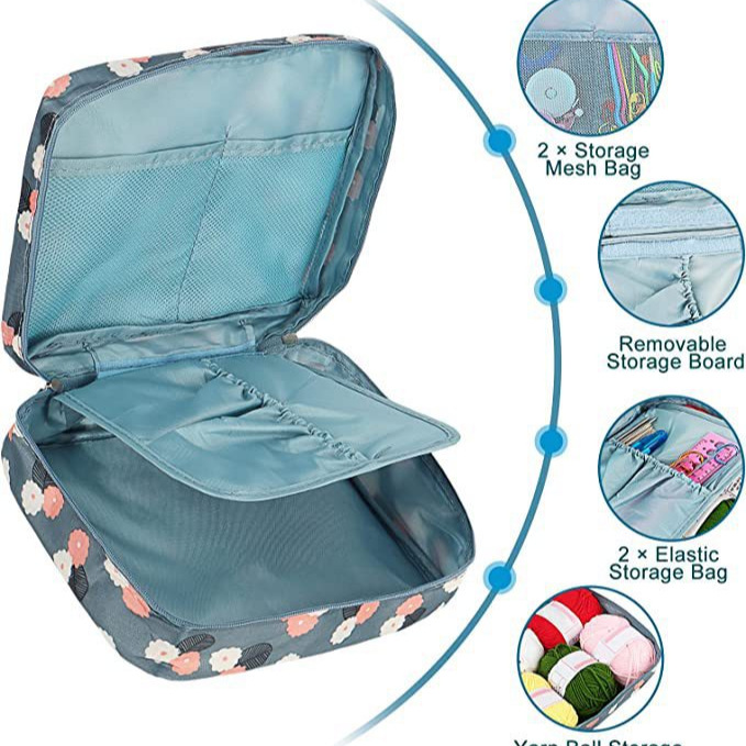 Amazon traje de ganchillo de 58 piezas que incluye colorido TPR mango suave ganchillo de aluminio herramientas de tejer lana portátil