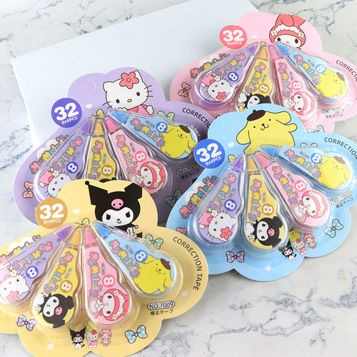 New girl's heart correction tape, student cute cartoon four pack, large capacity correction tape, error correction tape, school supplies