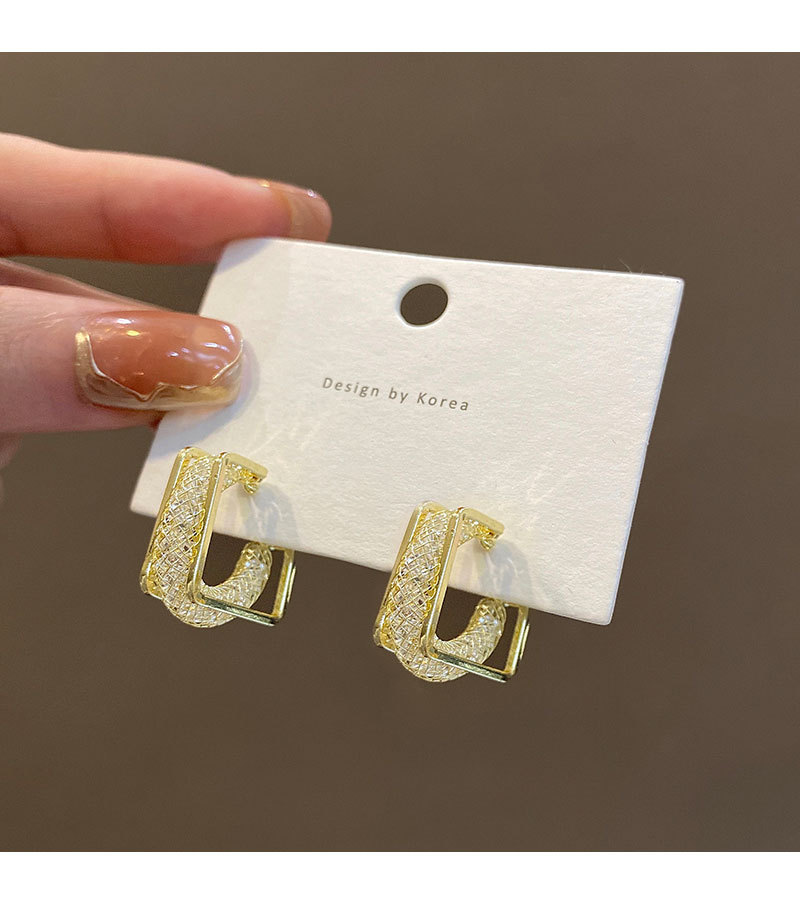 Luxurious Geometric Copper Plating Zircon Earrings 1 Pair