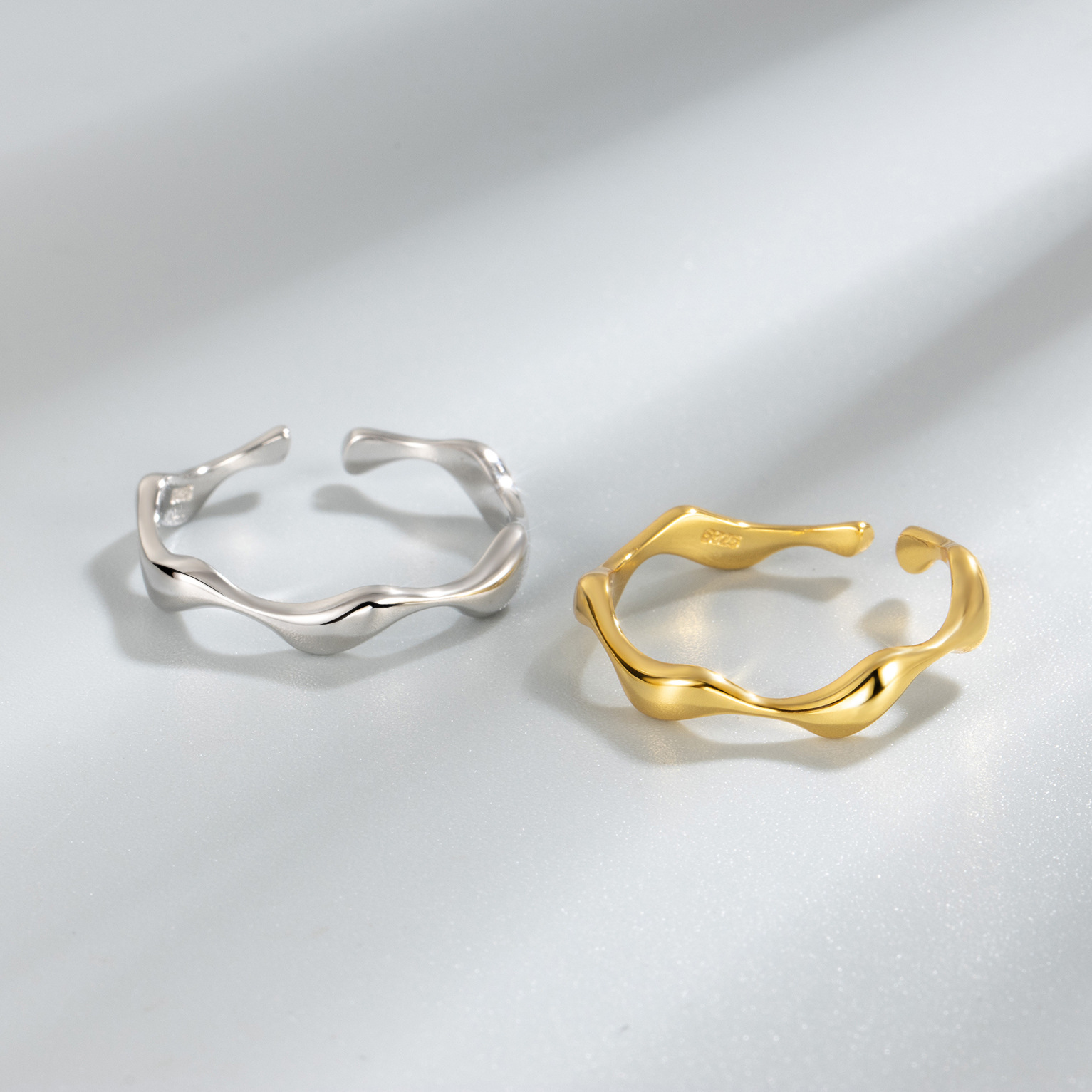 Geometric Pattern Women's Gender 925 Sterling Silver Geometric Open Rings 925 Sterling Silver Rings