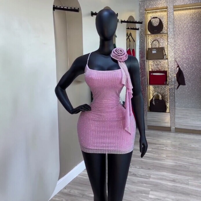 2026 Spring and Summer New European and American African Style Pink Diamond-Encrusted Suspender Dress Sexy Tight-Fitting Hot Girl Short Skirt 2026 Spring and Summer New European and American African Style Pink Diamond-Encrusted Suspender Dress Sexy Tight-Fitting Hot Girl Short Skirt