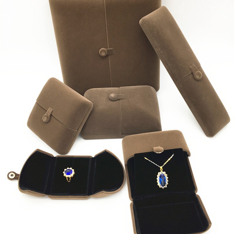 按扣对开绒布首饰盒耳环戒指收纳礼盒珠宝套装盒饰品包装礼品盒子