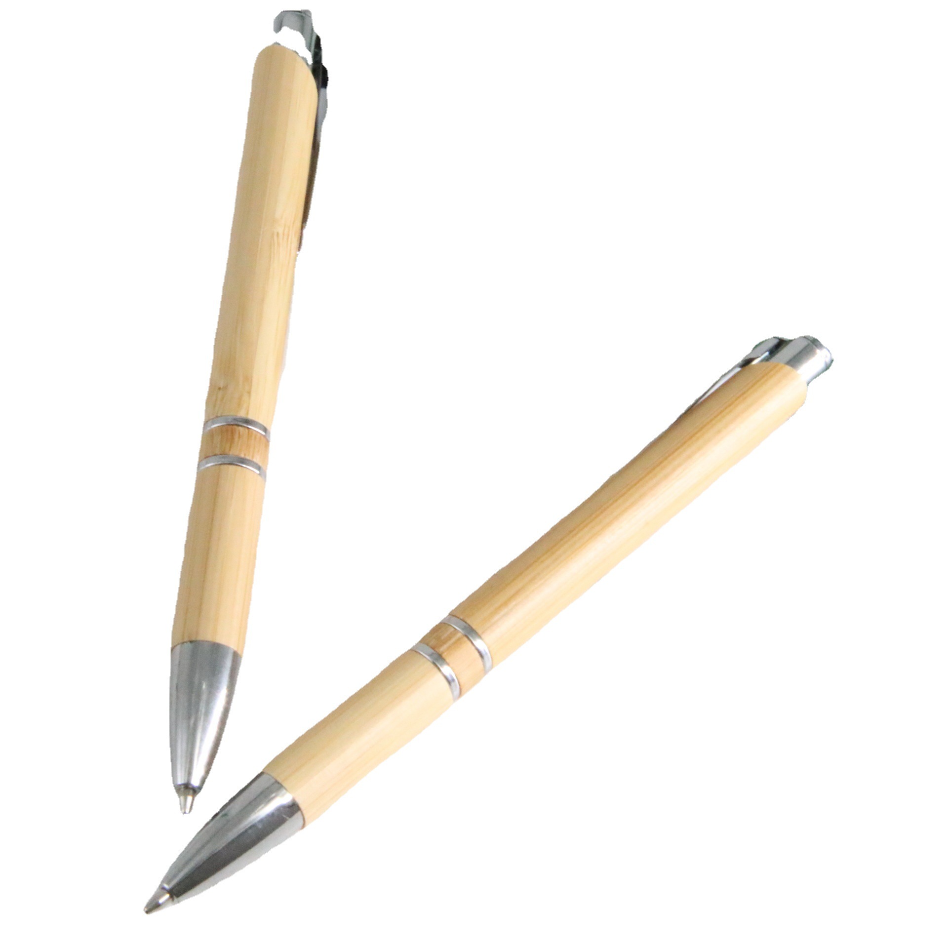 Empuje la pluma de bambú bolígrafo láser logo regalo pluma negocio bolígrafo e-commerce Venta caliente en stock pluma de aceite medio