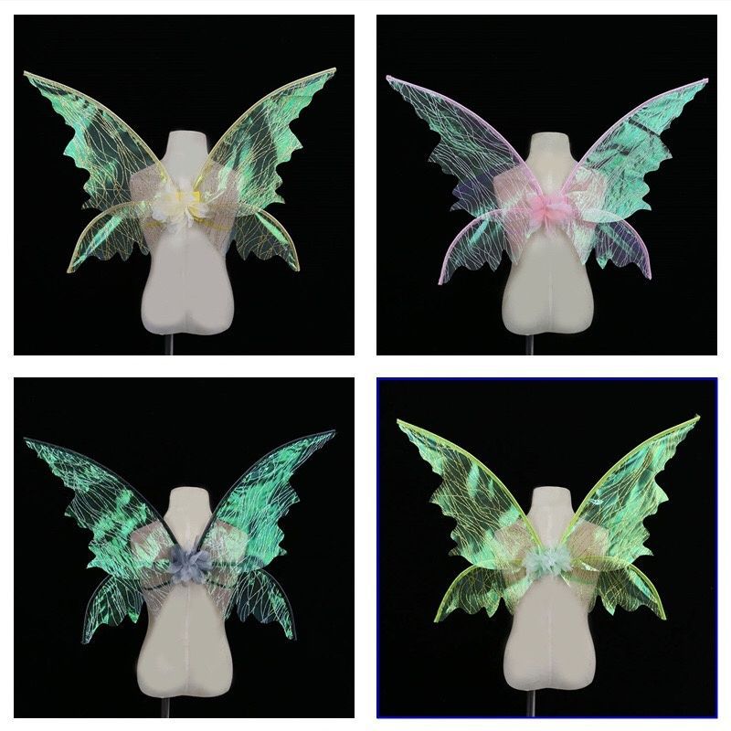 Adults and Children Holiday Party Fairy Butterfly Performance Props Hot Stamping Colorful Wings Elf Flower Child Elegant