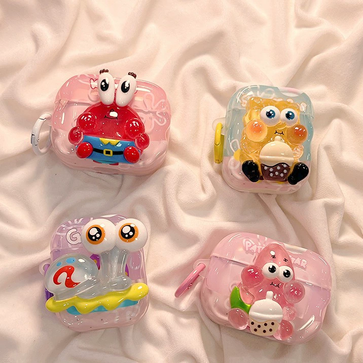 Three-dimensional Spongebob AirPods1/2 protective cover AirPods3pro2 iPhone earphone case Three-dimensional Spongebob AirPods1/2 protective cover AirPods3pro2 iPhone earphone case