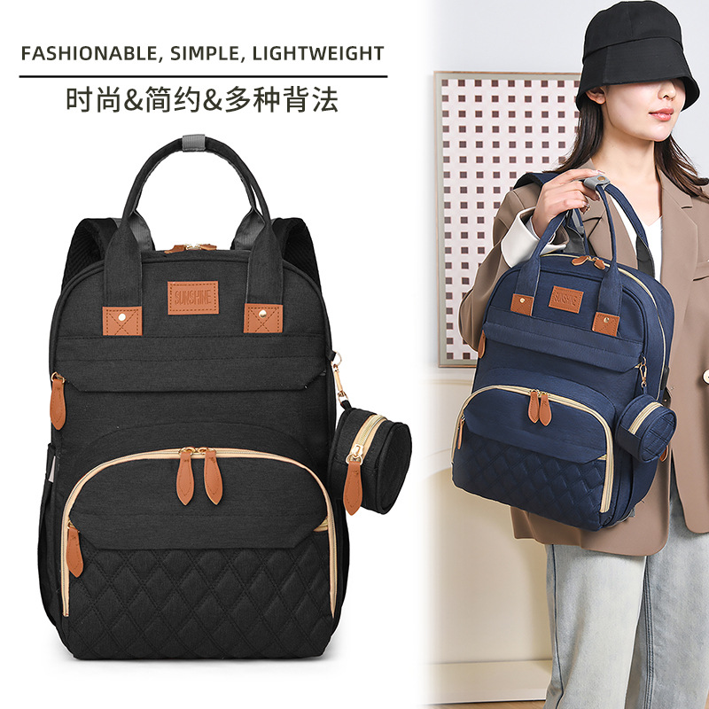 Luz de color sólido clásico ocio bolsas de madre y bebé de color sólido moda versátil para salir ocio viaje mujer mochila de hombro