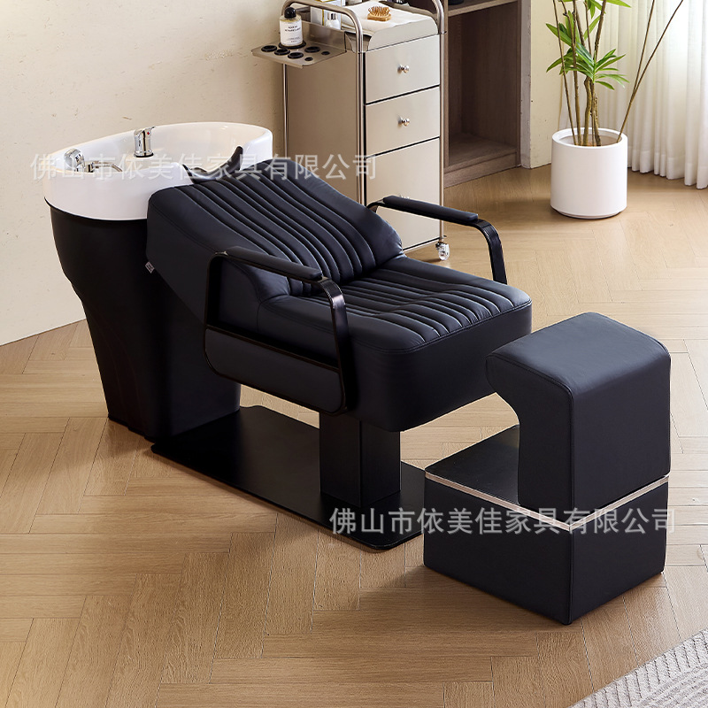 Barbería cama de lavado de cabello salón de cabello especial cama de descarga de acero inoxidable de alta gama cerámica lavabo profundo cama de cabello