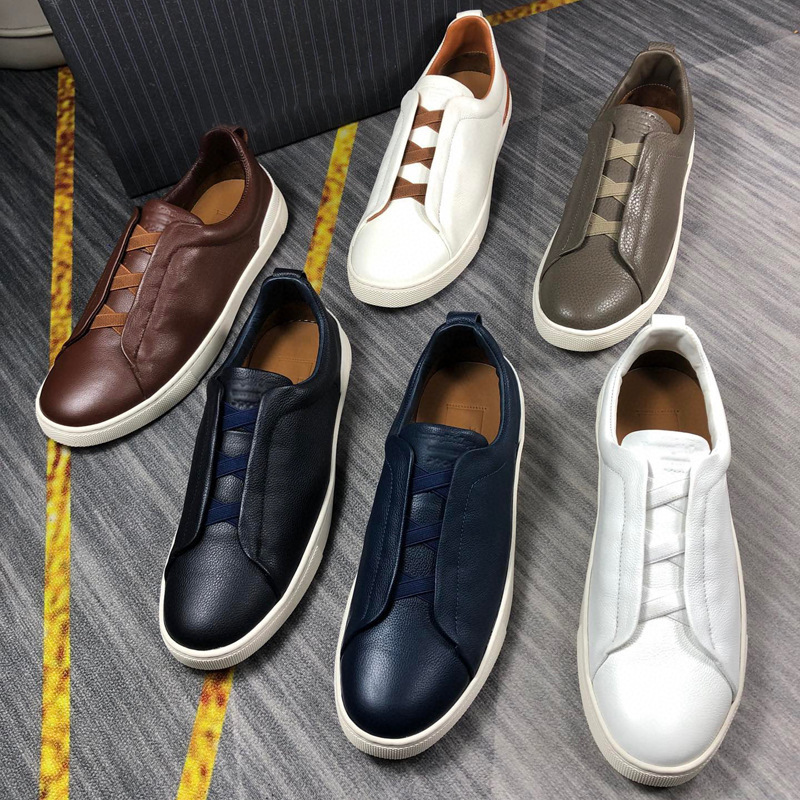 Z family cross elastic band men's board shoes small white shoes men's casual leather slip-on loafers casual shoes