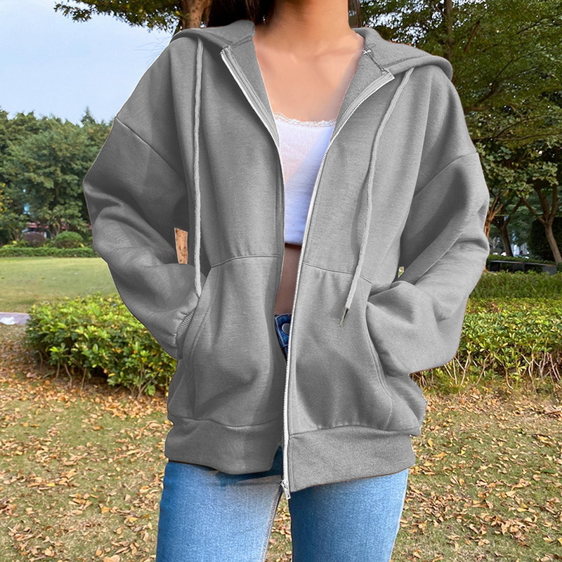 Solid Color Hooded Sweatshirt NSYF68089