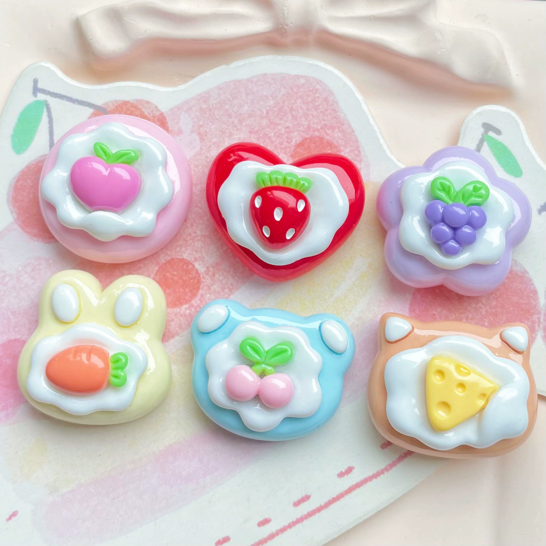 Cream children's phone case handmade, hair accessory