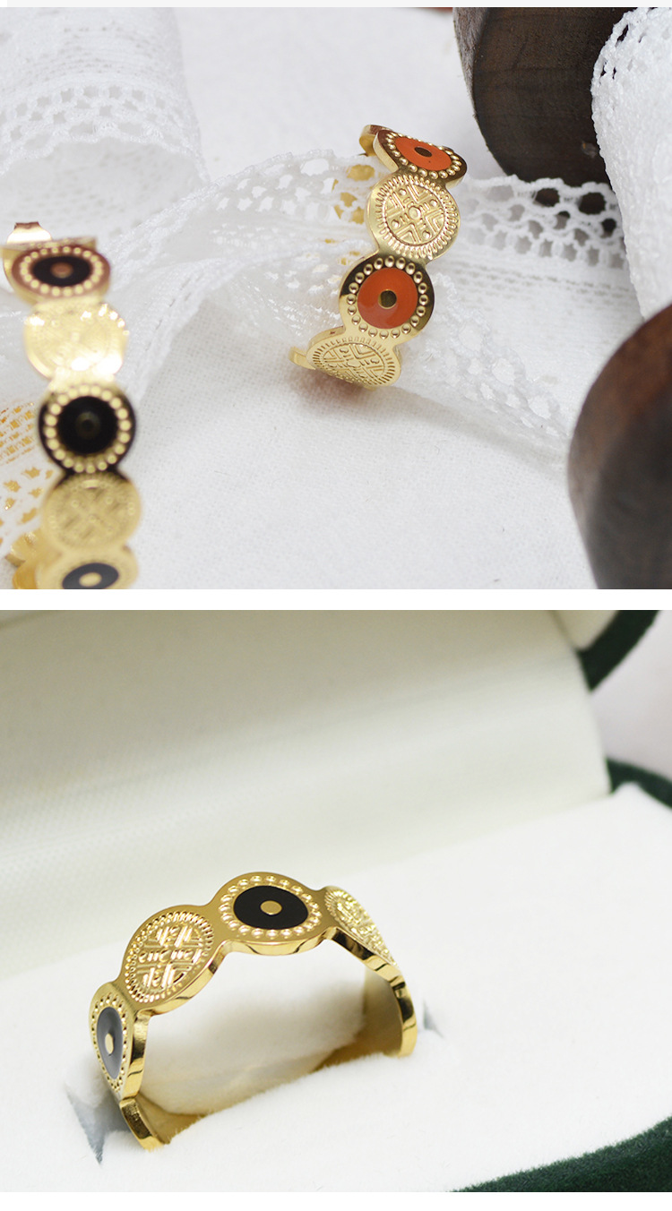 Fashion Titanium Stee Oil Dropping Ring Bracelet Earrings Jewelry