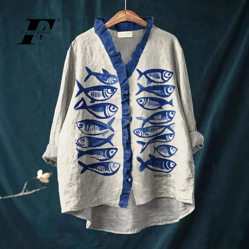 2025 Summer New Style Temu Amazon Aliexpress Loose Printed Casual Large Size Lace Women's Shirt E888 2025 Summer New Style Temu Amazon Aliexpress Loose Printed Casual Large Size Lace Women's Shirt E888