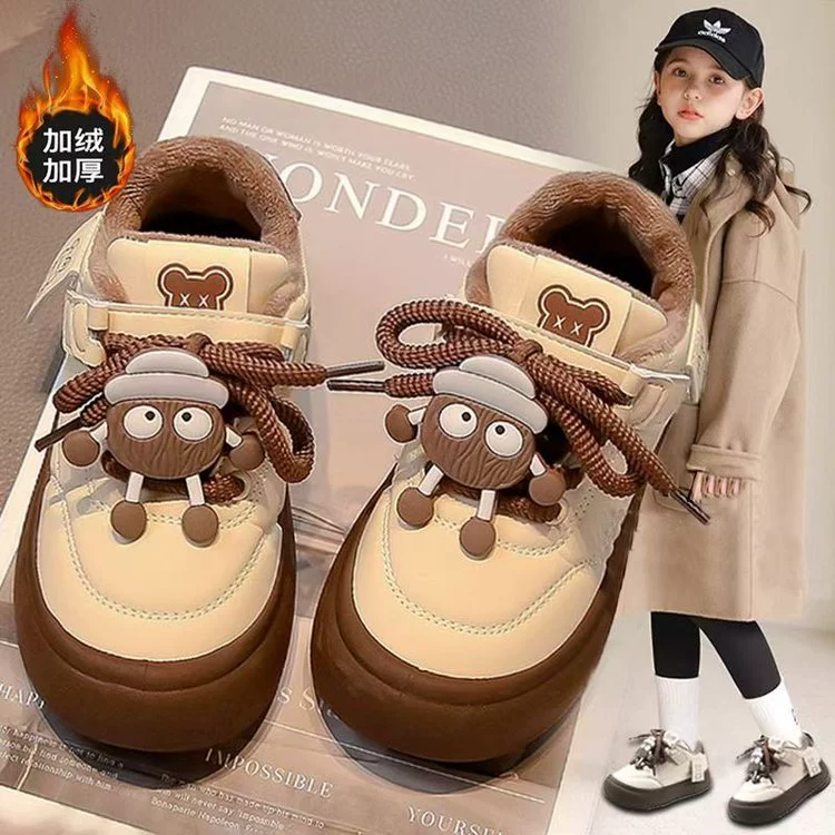 Женская бархатная хлопчатобумажная спортивная обувь 2024 осень-зима новая детская мягкая подошва теплая обувь для мальчиков