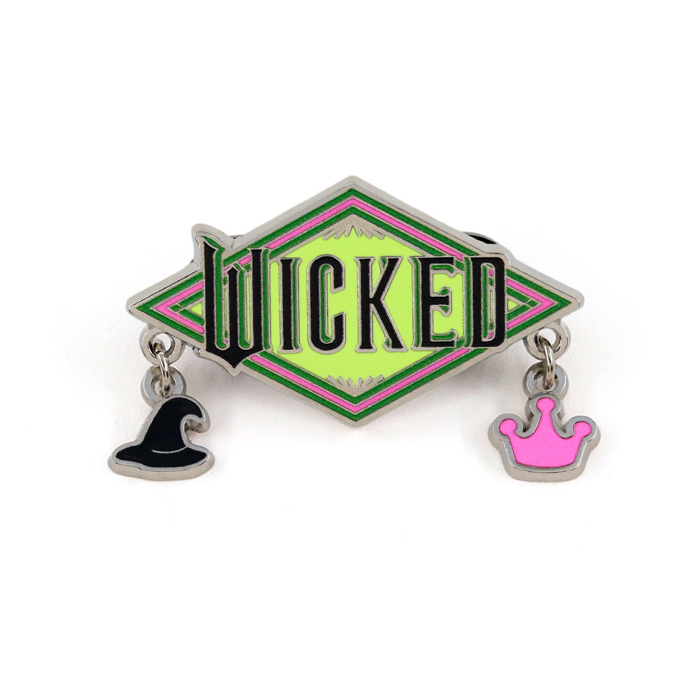 Musical-Themed Merchandise: Evil Witch Brooch, Witch Hat and Crown Pendant Badge, Diamond-Shaped Metal Backpack Accessory