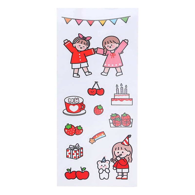 Korean Ins Cute Stickers Cartoon Thermos Cup Stickers Creative Handbook Mobile Phone Stickers Student Water Cup Transparent Pvc Stickers