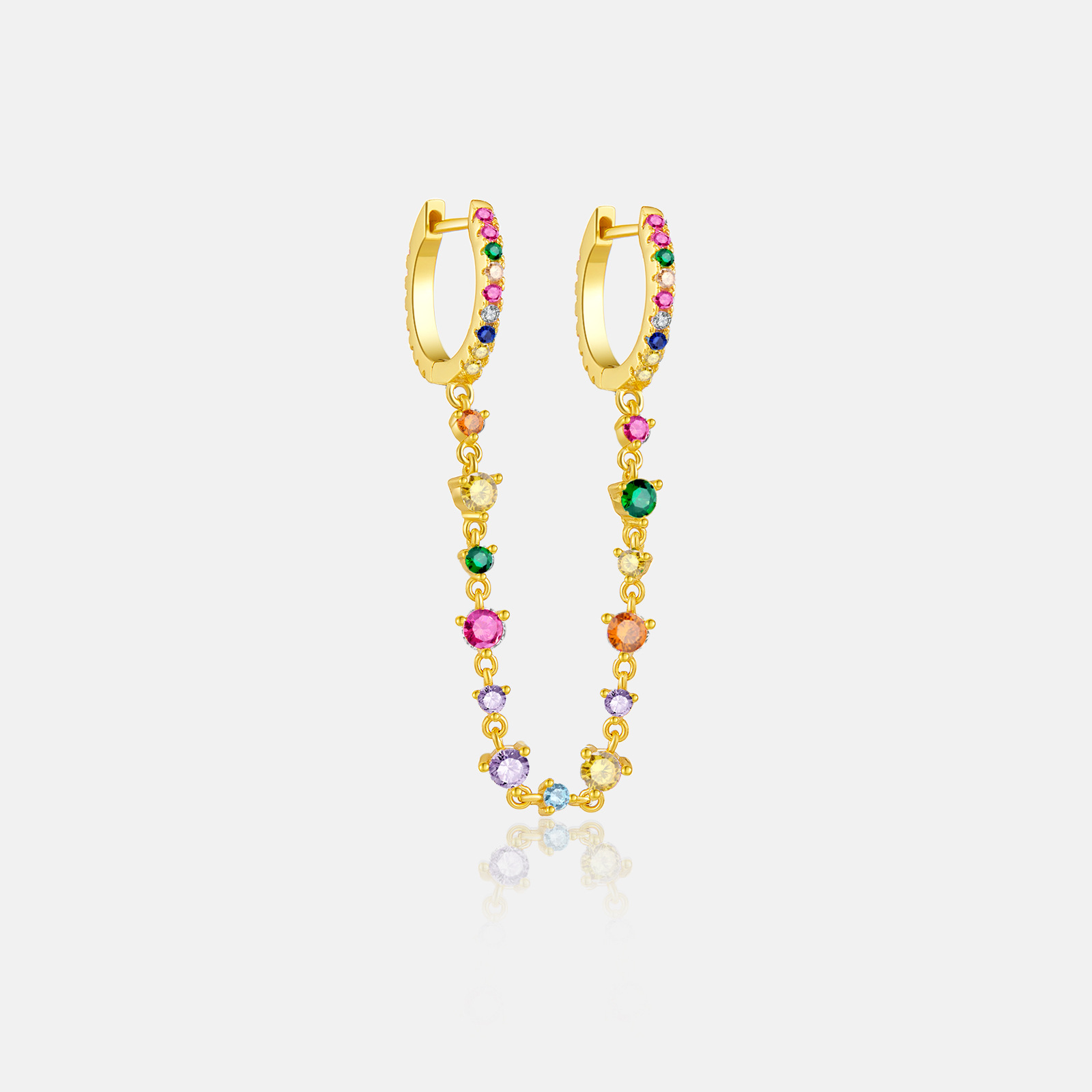 Unisex Gender 1 Piece 18K Gold Plated 925 Sterling Silver Zircon U Shape Round Earrings