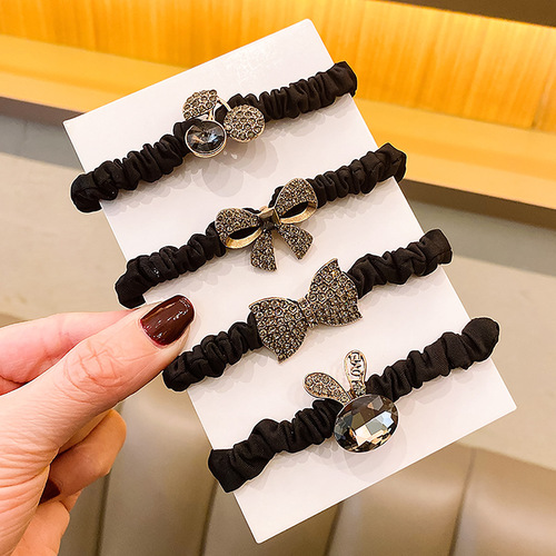 Alloy rhinestone head rope hair tie Korean style high-end retro hair rope small intestine ring rubber band women's jewelry hair accessories wholesale