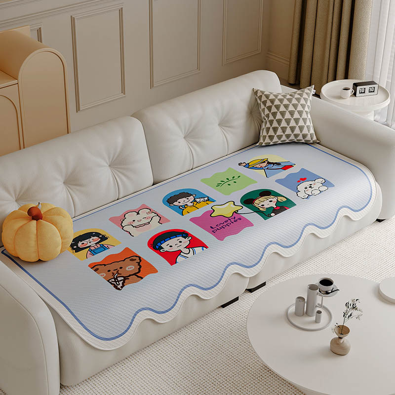 2025 nuevo cojín de sofá de ratán de seda de hielo de dibujos animados de verano cojín antideslizante de verano cojín de verano de forma especial cojín de hielo cojín